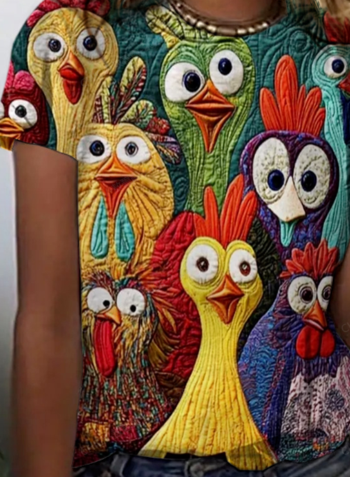 Casual Turkey Print Crew Neck Short Sleeve T-shirt