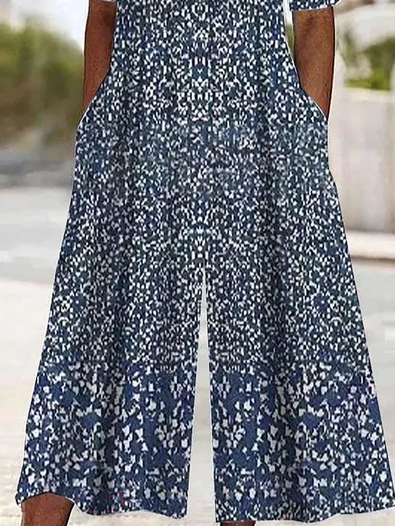 Women's Floral V Neck Half Sleeve Casual Summer Jumpsuits