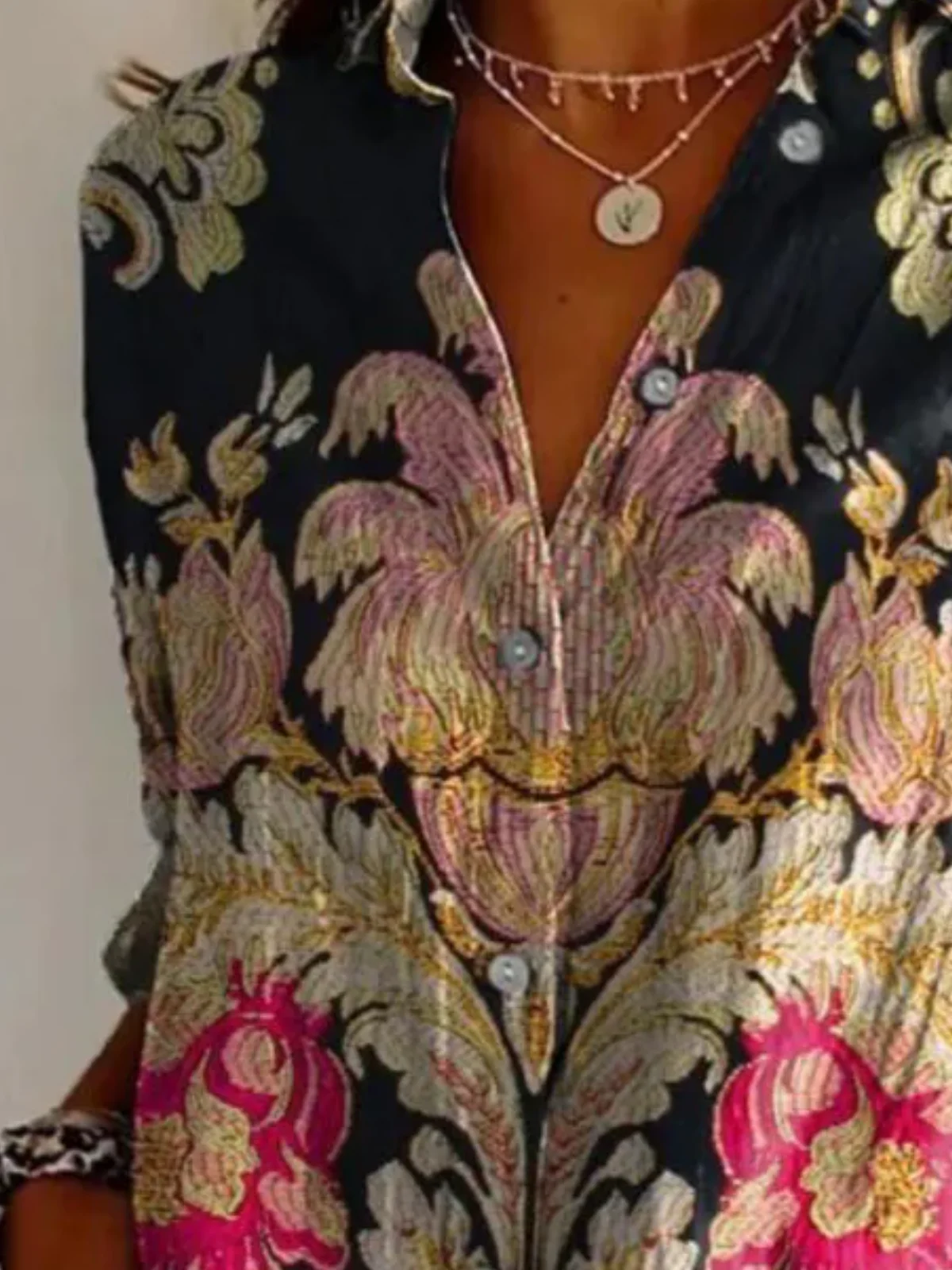 Ethnic Floral Art Print Casual Shirt For Women