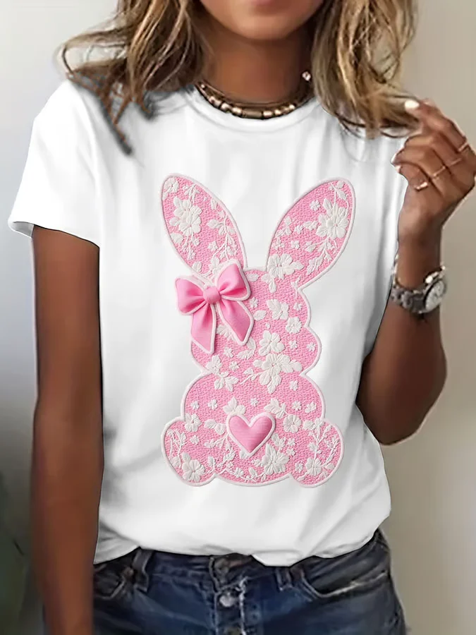 Casual Easter (rabbit) Crew Neck Short Sleeve T-shirt
