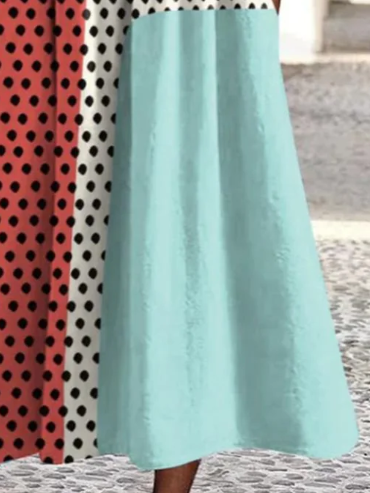 Women Color Block Crew Neck Short Sleeve Comfy Casual Maxi Dress