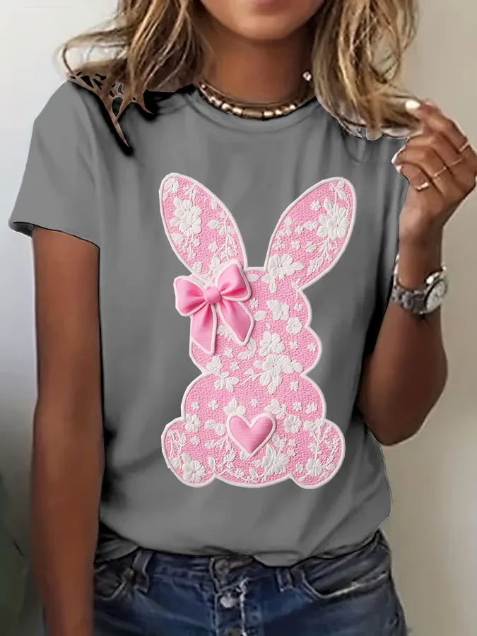 Casual Easter (rabbit) Crew Neck Short Sleeve T-shirt