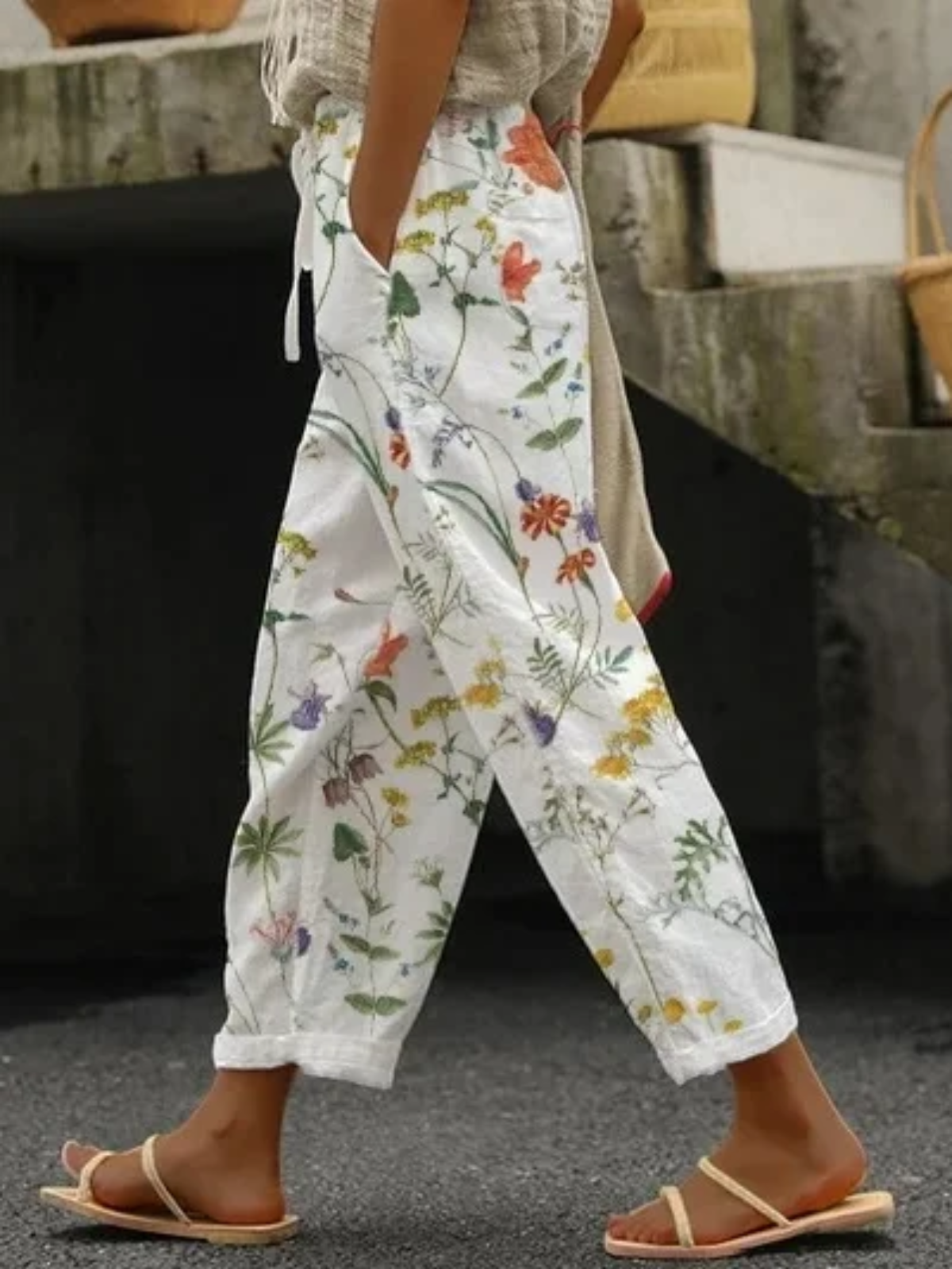 Women Casual Floral Print Comfy Long Pants
