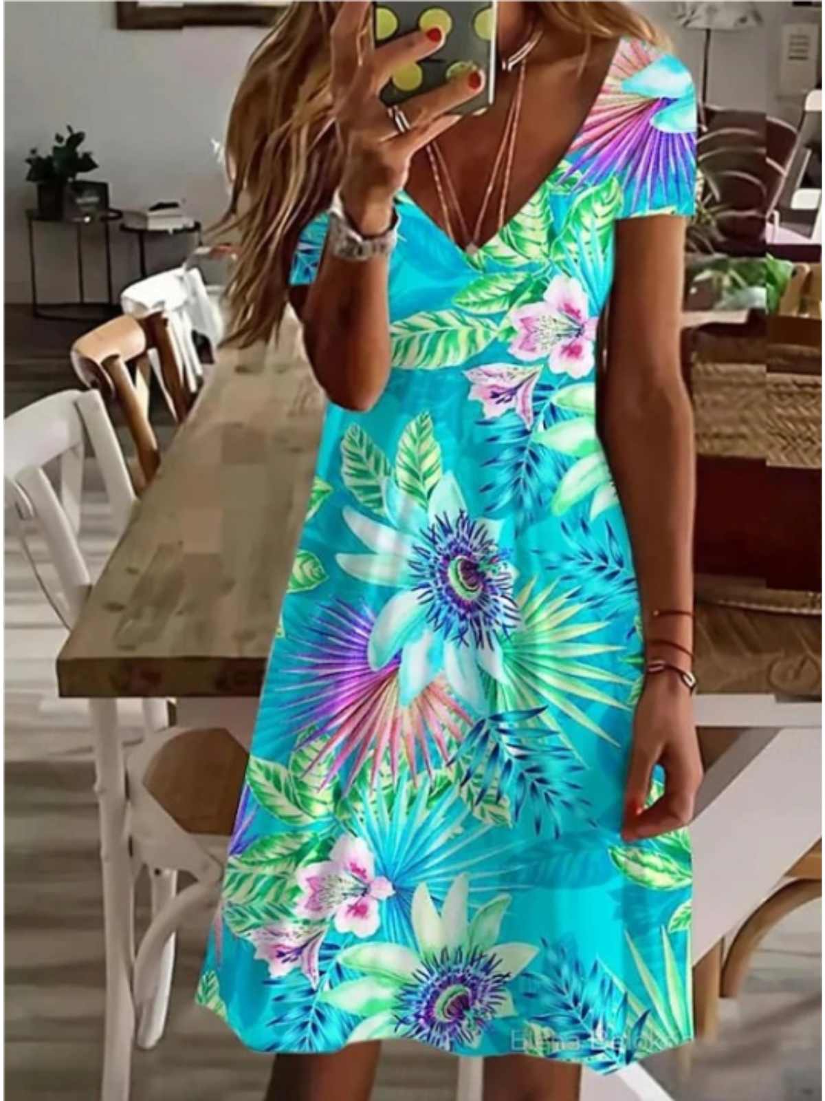 Sundress Vacation Floral Graphic Comfy Casual Midi Dress