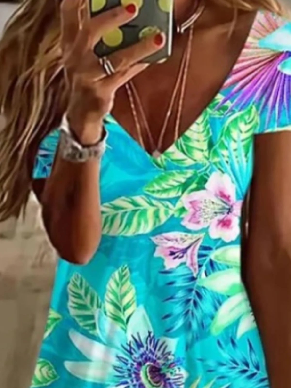 Sundress Vacation Floral Graphic Comfy Casual Midi Dress