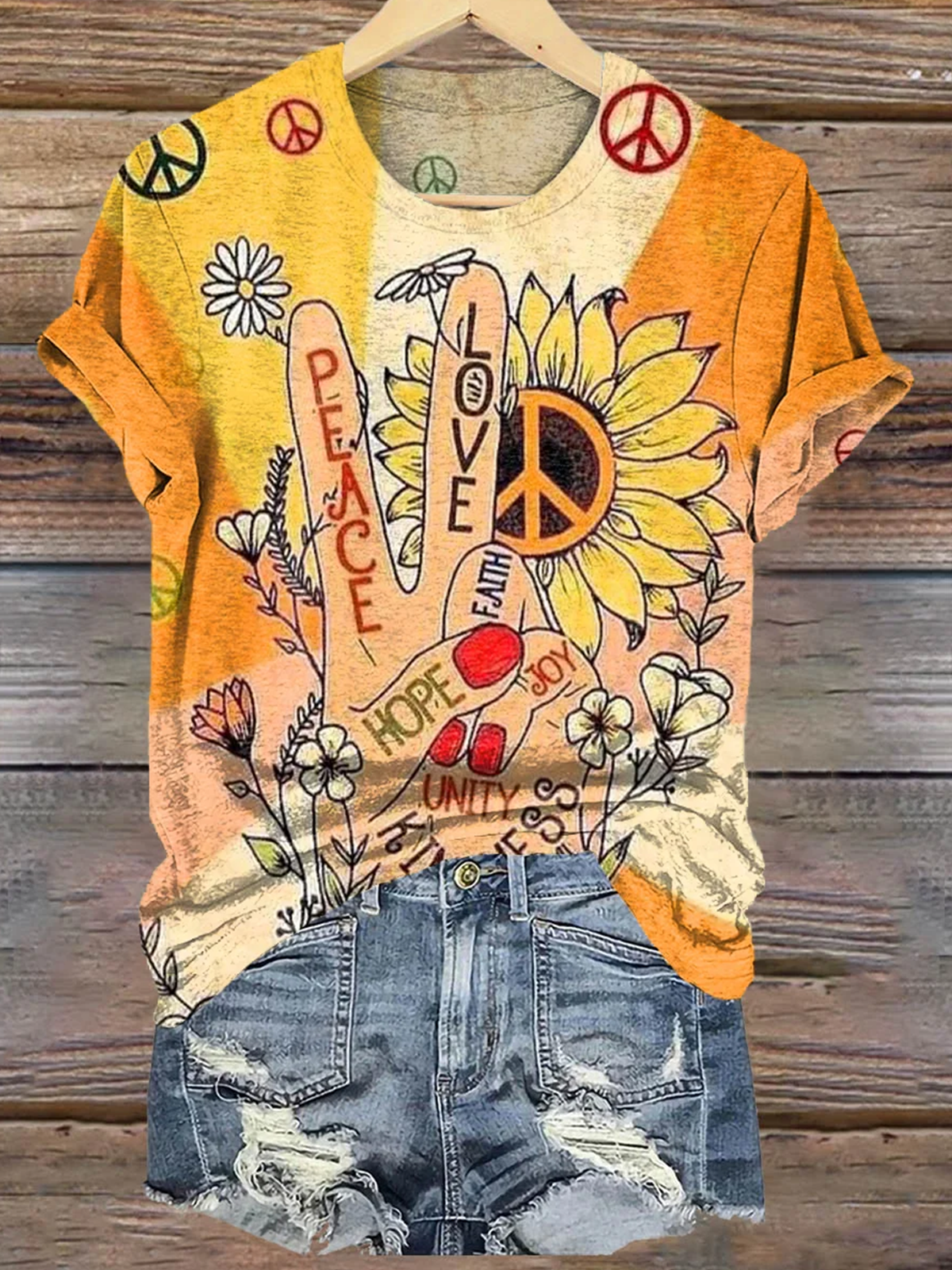 Casual Geometric Crew Neck Short Sleeve T-shirt