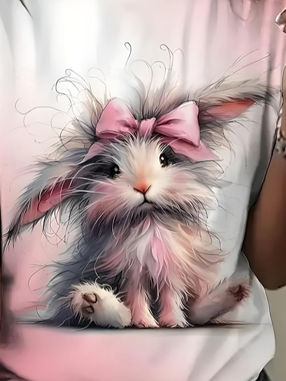 Casual Easter (rabbit) Crew Neck Short Sleeve T-shirt