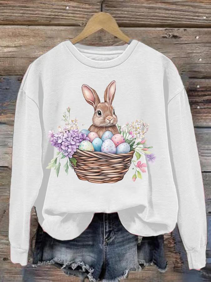 Casual Crew Neck Easter (rabbit) Sweatshirt
