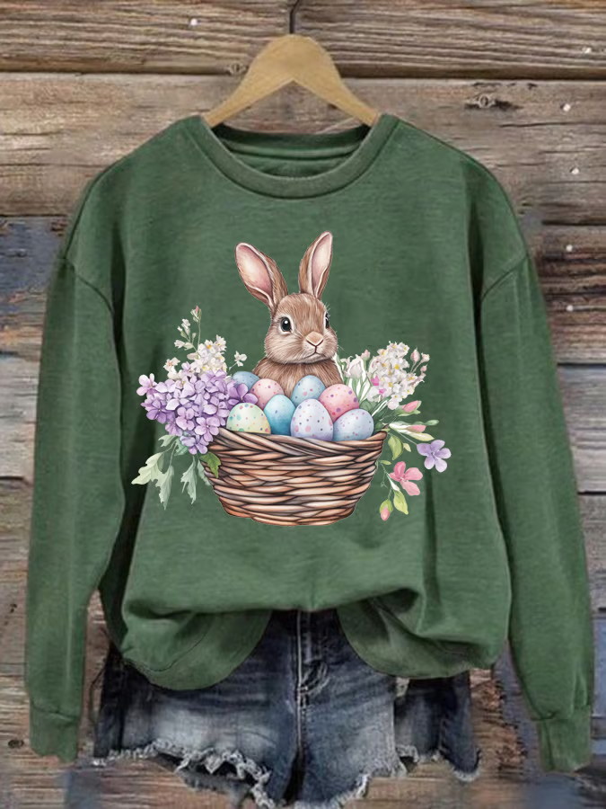 Casual Crew Neck Easter (rabbit) Sweatshirt