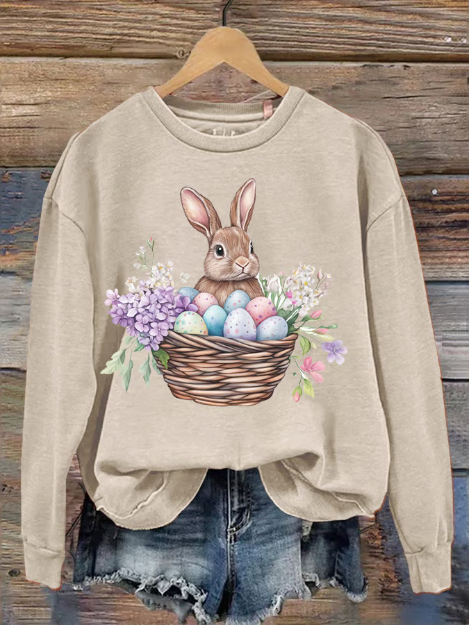 Casual Crew Neck Easter (rabbit) Sweatshirt