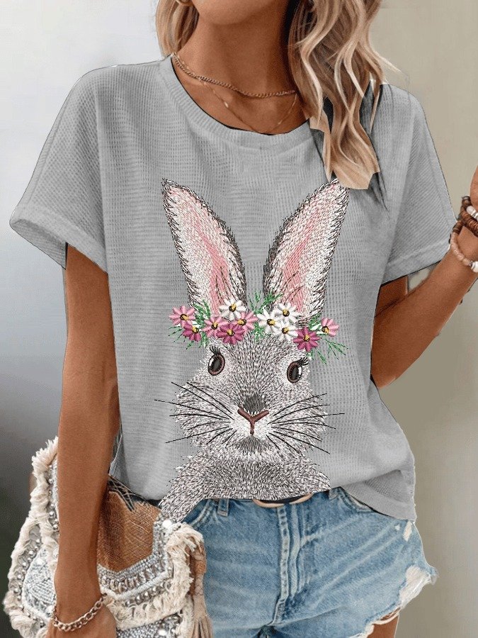 Casual Easter (rabbit) Crew Neck Short Sleeve T-shirt