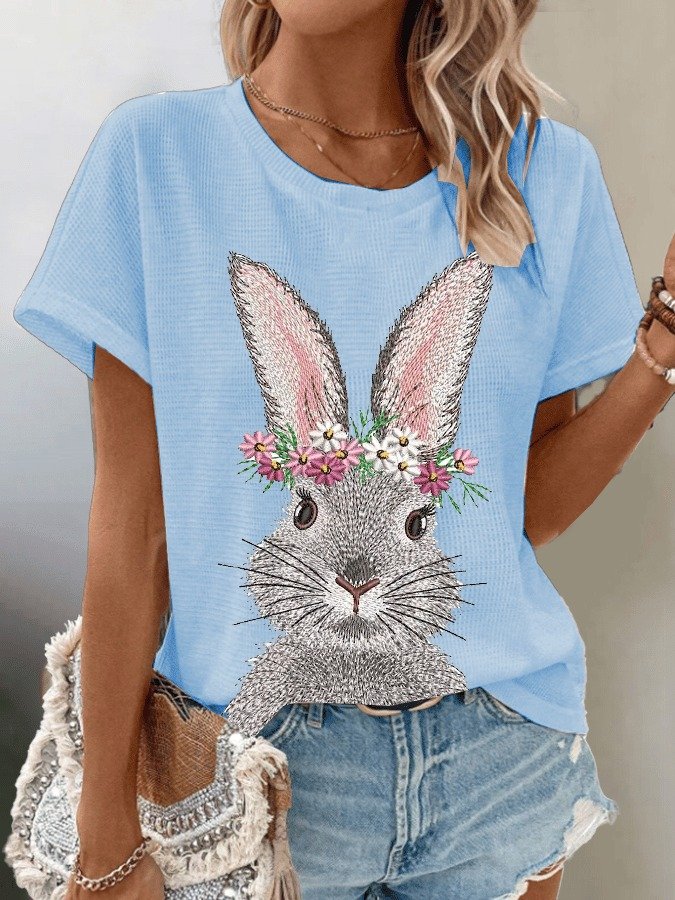 Casual Easter (rabbit) Crew Neck Short Sleeve T-shirt