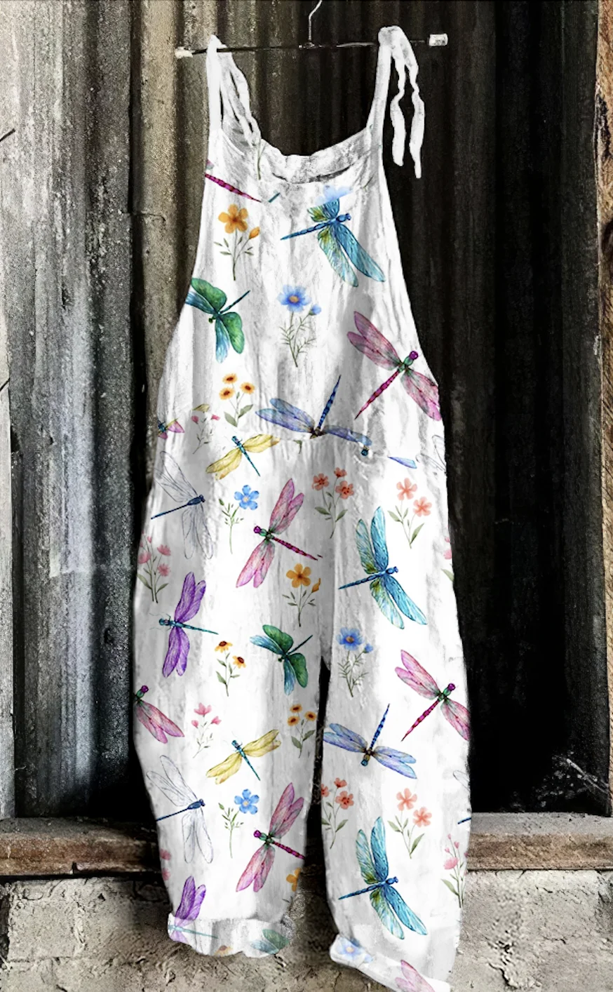 Women Sleeveless Spaghetti Regular Fit Long Daily Casual Floral Natural Cami Jumpsuit