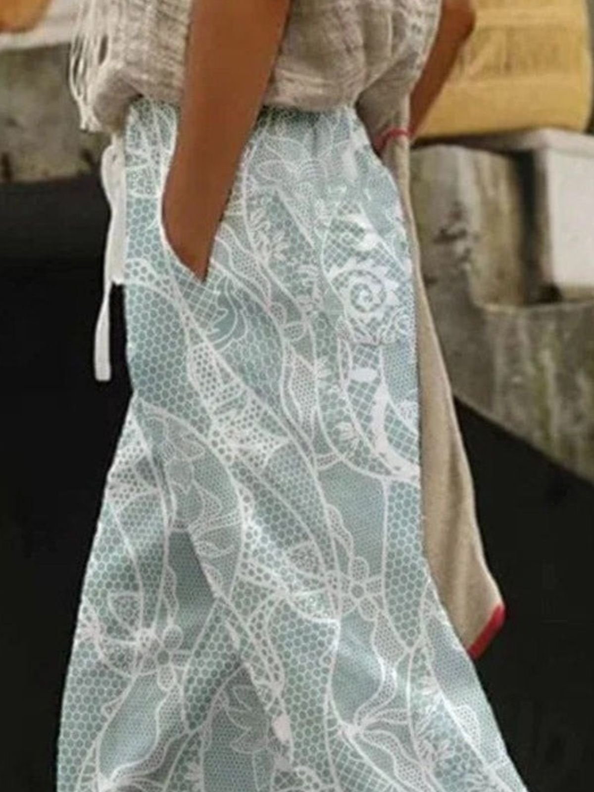 Casual Floral Cotton and Linen Daily Women Long Pants