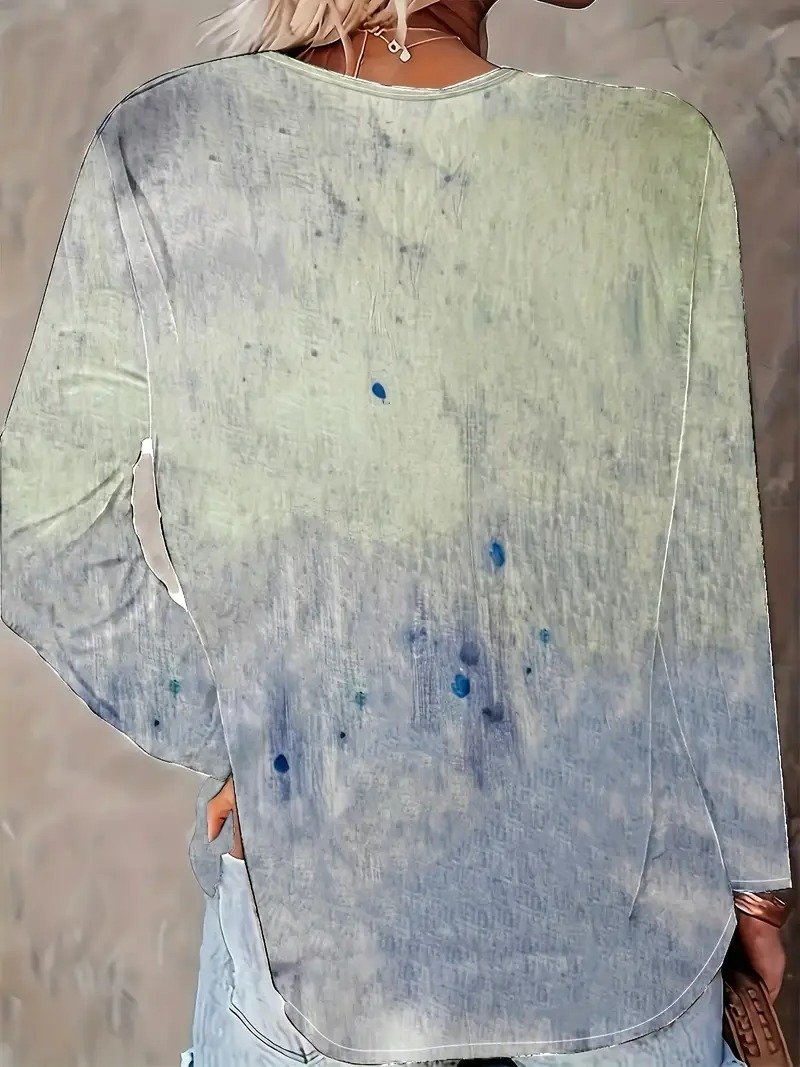 Shawl Collar Half Sleeve Dragonfly Regular Loose Blouse For Women