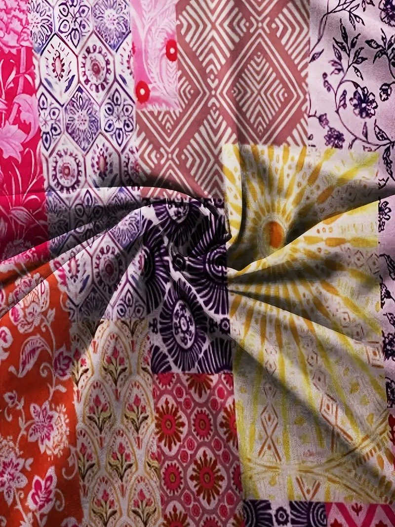 Shawl Collar Half Sleeve Floral Regular Loose Blouse For Women