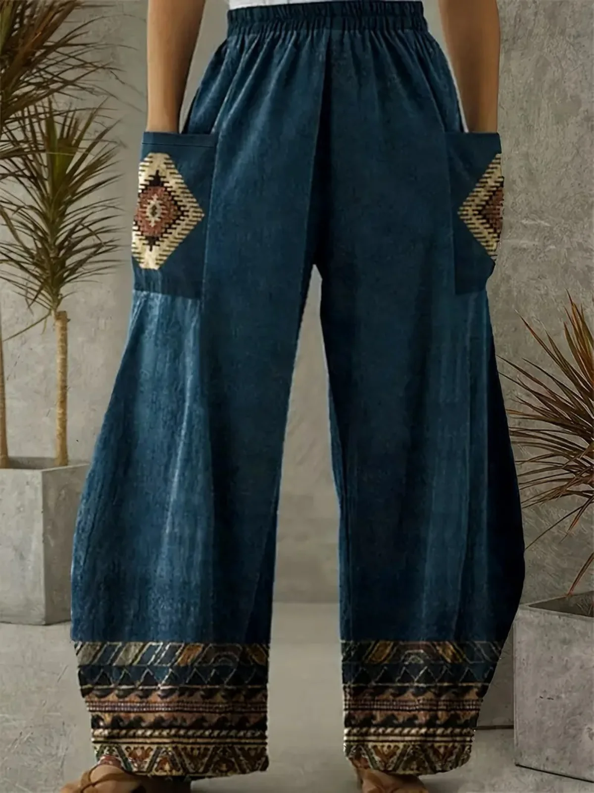 Casual Ethnic Geometry Long Pant