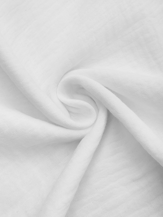 Notched Three Quarter Sleeve Plain Regular Loose Blouse For Women