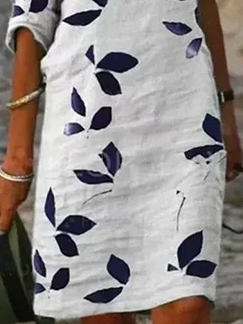 Women Floral V Neck Half Sleeve Comfy Casual Printing Mini Dress