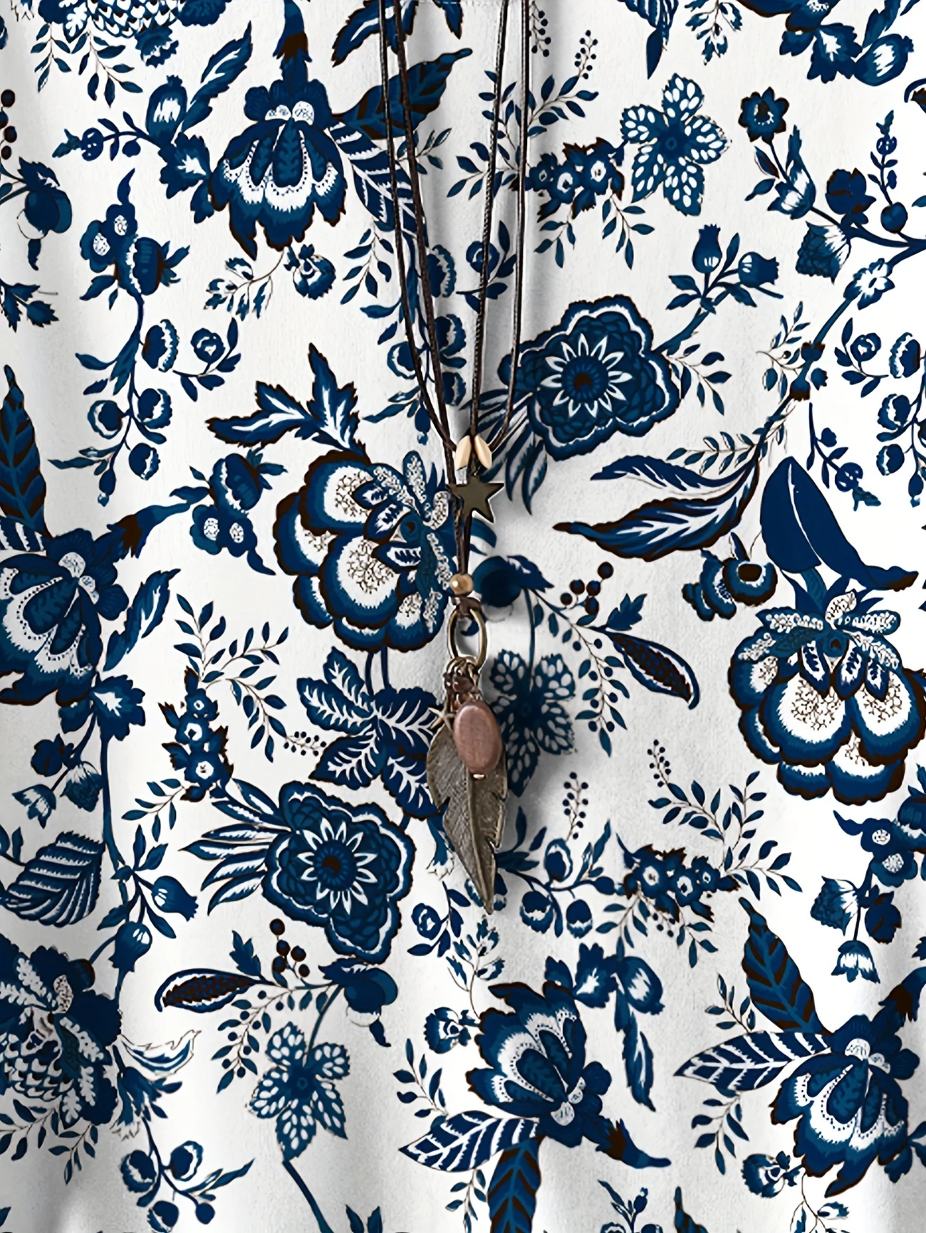 Vintage Ethnic Crew Neck Three Quarter Sleeve T-shirt