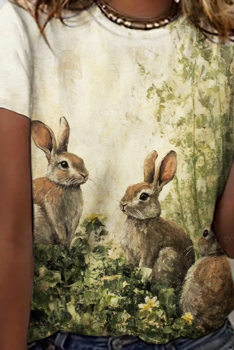 Casual Easter (rabbit) Crew Neck Short Sleeve T-shirt