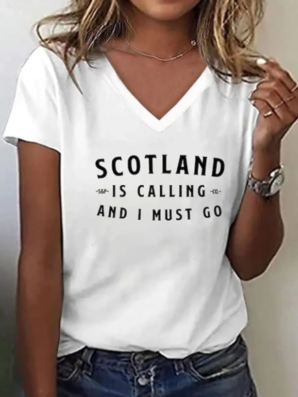 Scotland Is Calling Print Crew Neck Short Sleeve Casual T-shirt