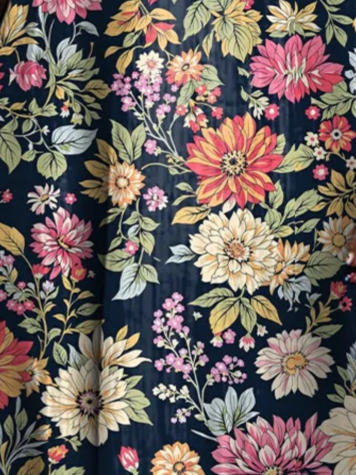 Women Vintage Floral Print Crew Neck Sleeveless Comfy Casual Midi Dress