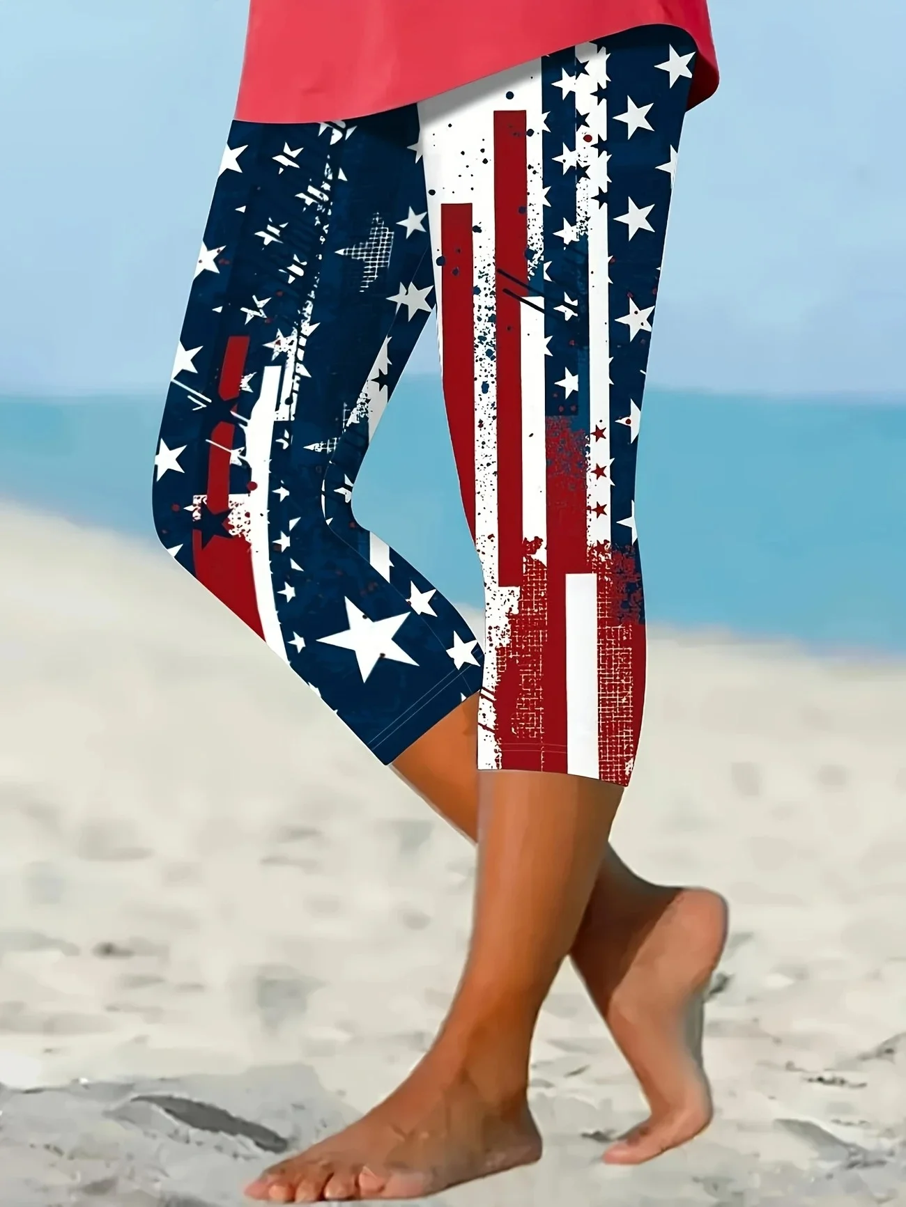 Vintage America Flag Capris Leggings