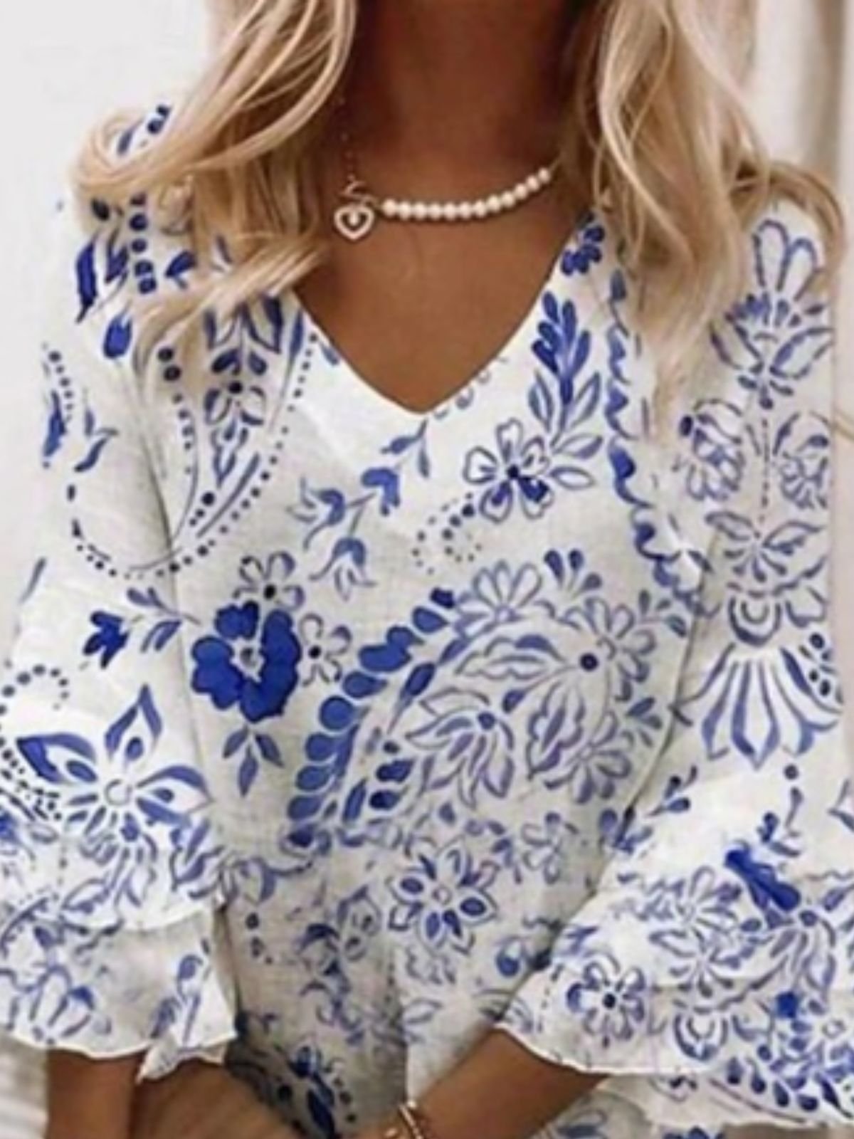 Women Boho Sundress Floral Print V Neck Half Sleeve Comfy Midi Dress