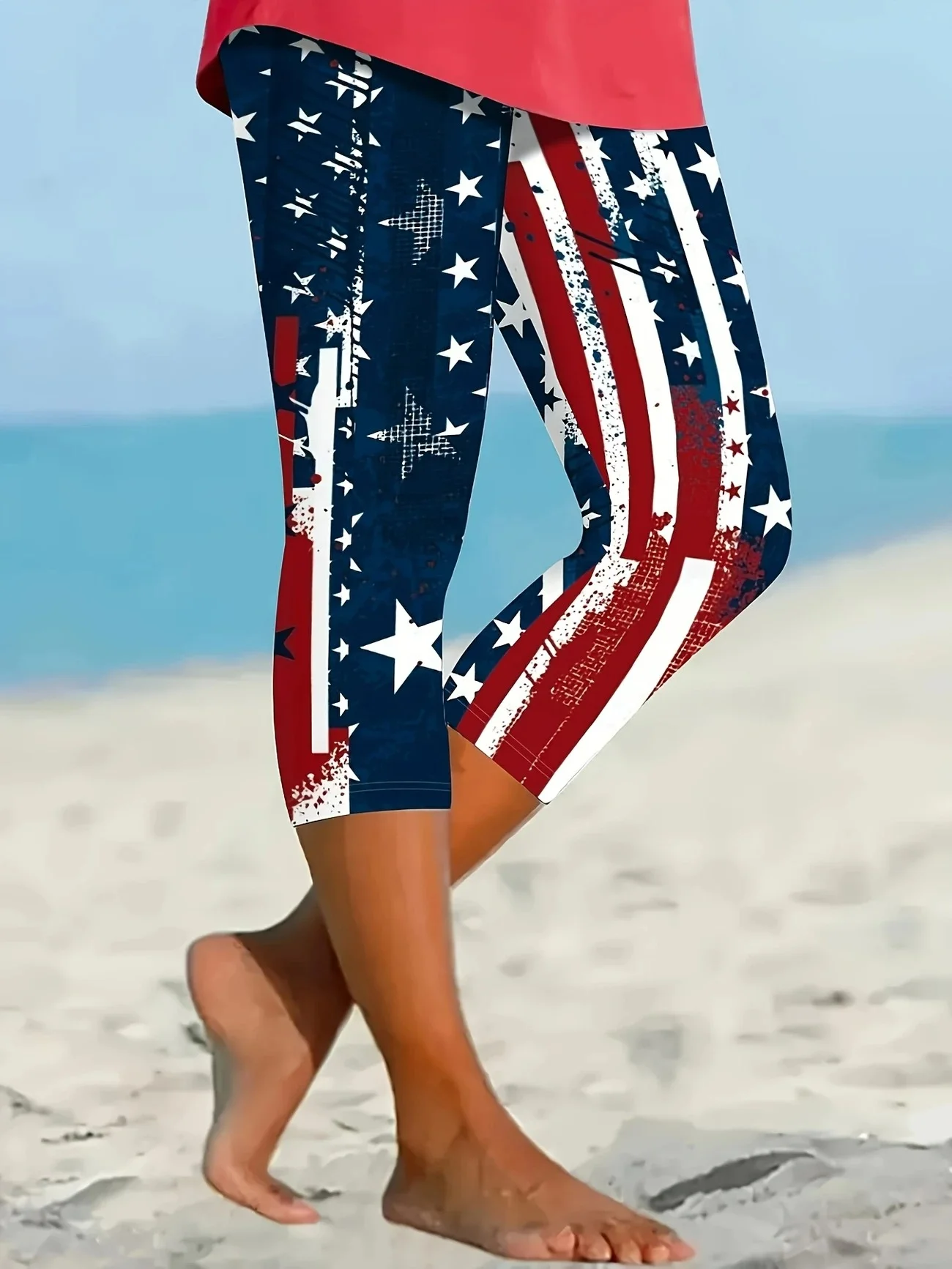 Vintage America Flag Capris Leggings