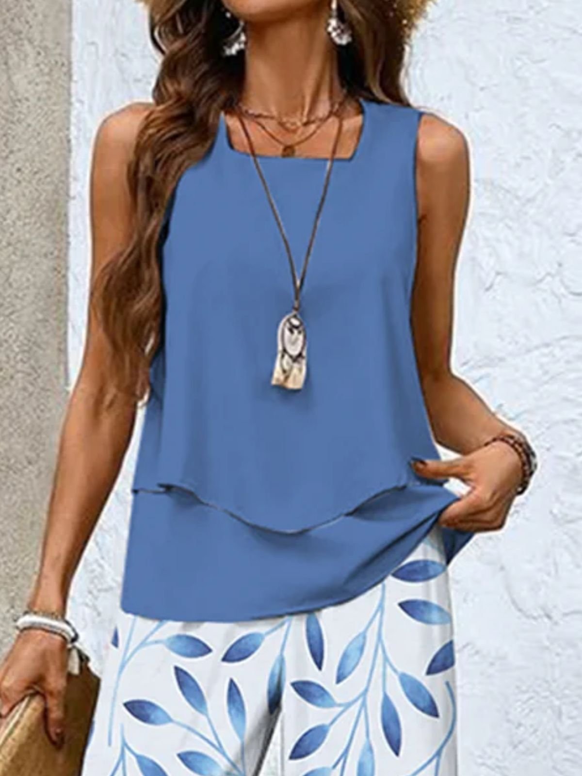 Women Ombre Two-Piece Set Daily Sleeveless Casual Summer Top With Pants Matching Set