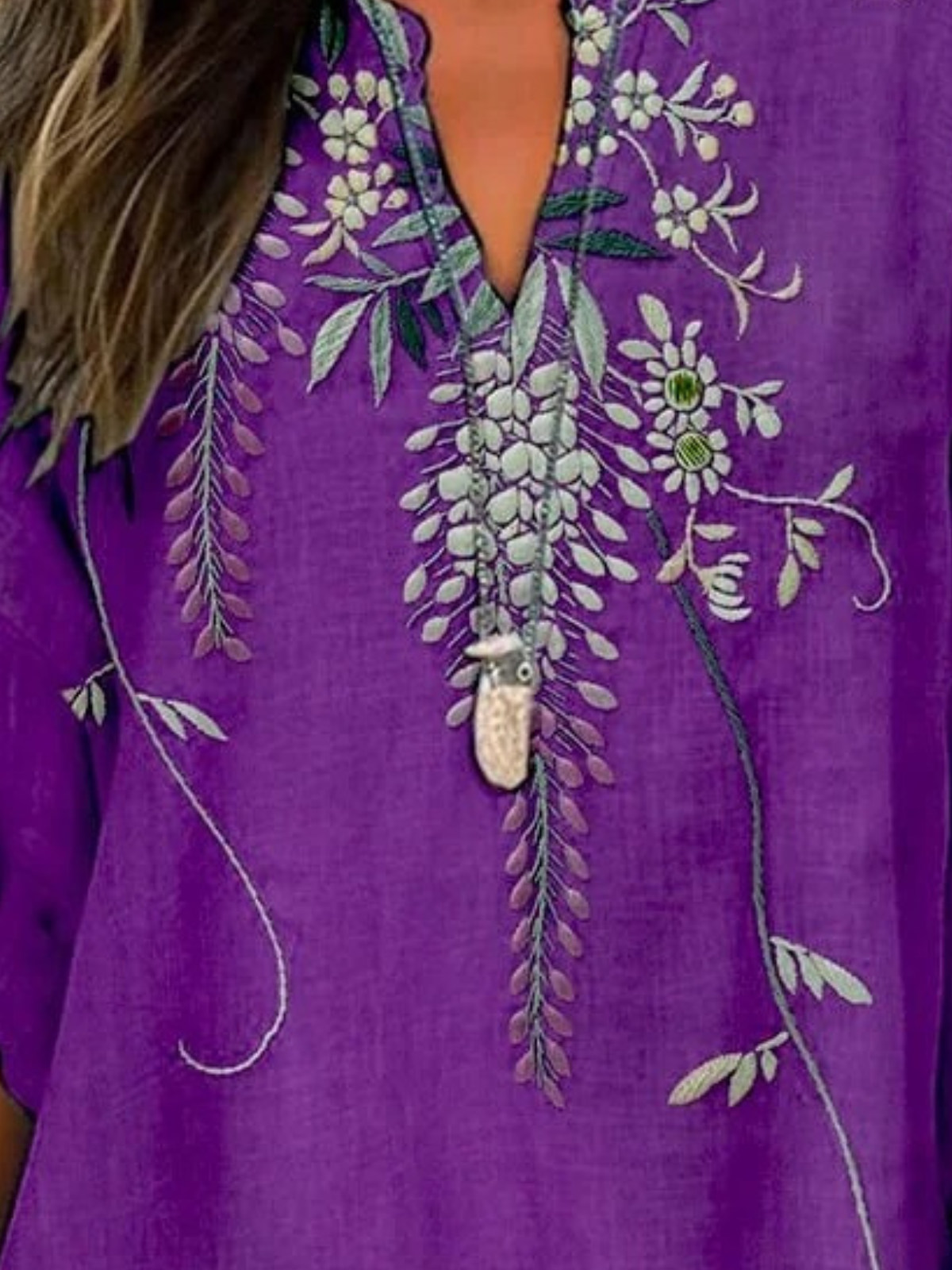 Shawl Collar Half Sleeve Floral Regular Loose Blouse For Women