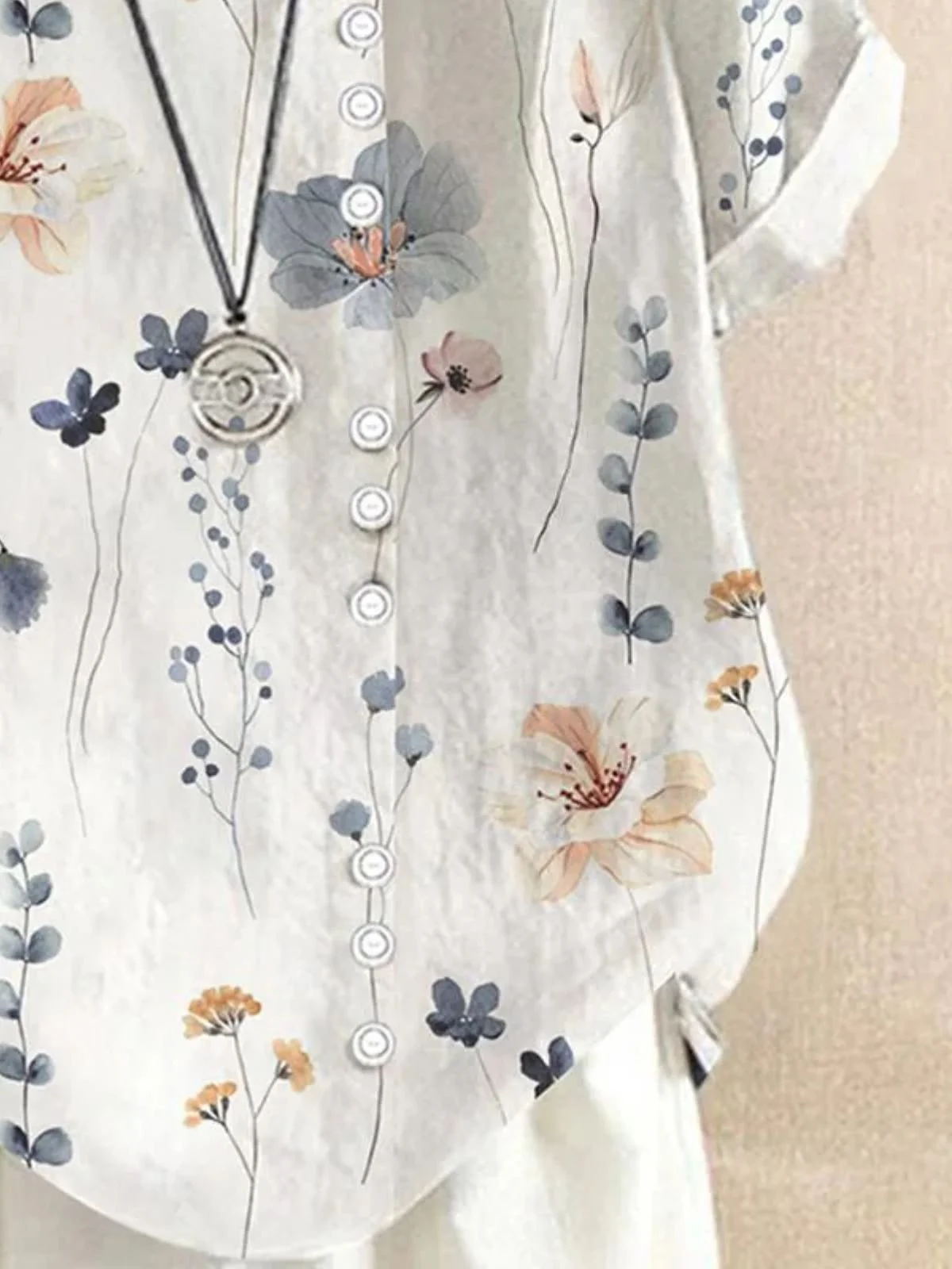 Casual Crew Neck Short Sleeve Floral Art Print Comfy Blouse For Women