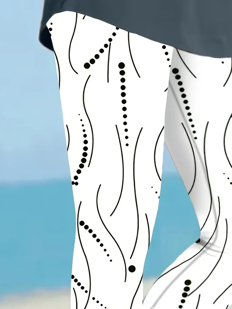 Casual Polka Dots Capris Elastic Waist Printing Pant