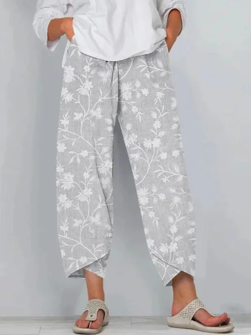 Casual Floral Ankle Pants Pant