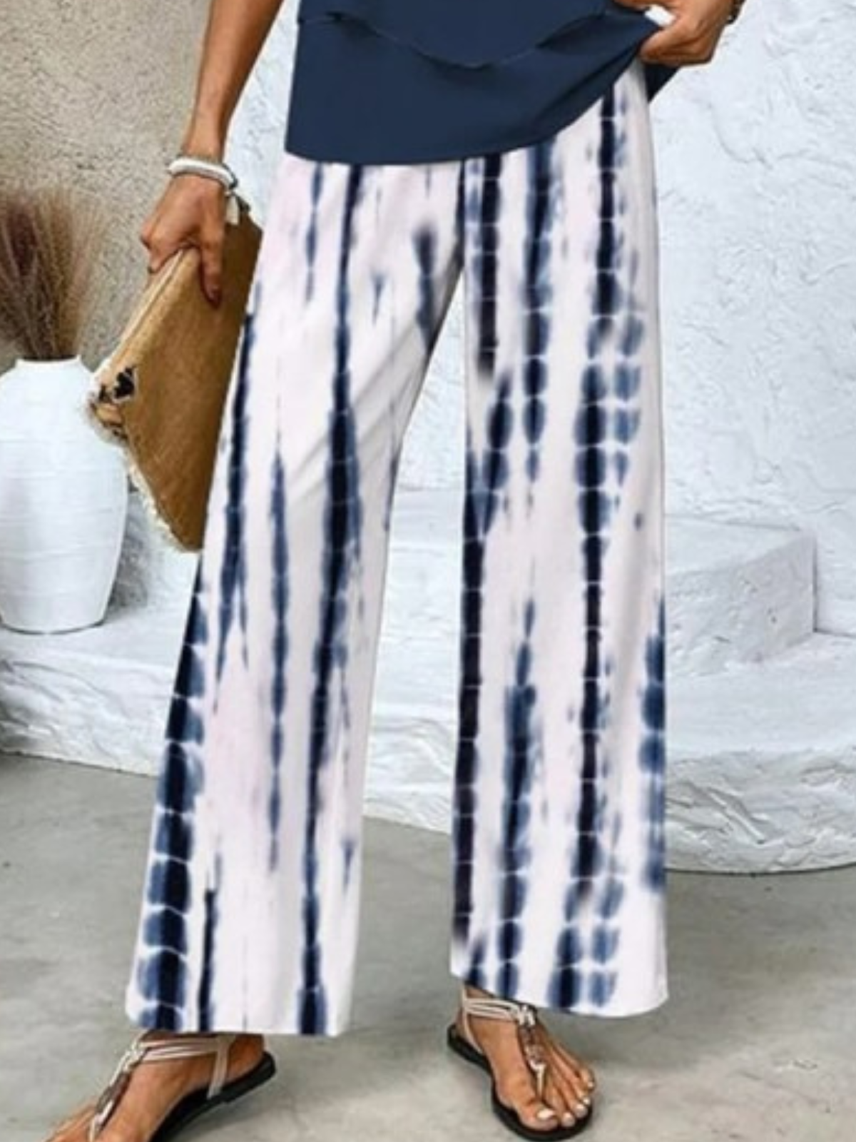 Women Abstract Graphic Crew Neck Sleeveless Comfy Casual Two-Piece Set