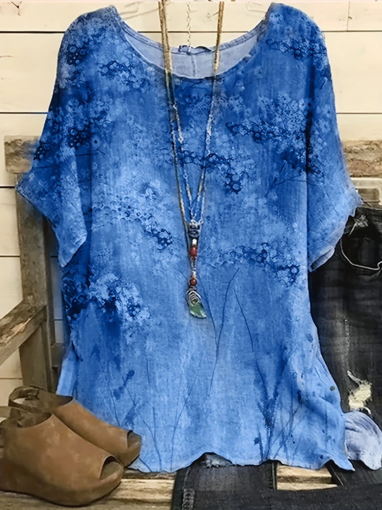 Casual Floral Crew Neck Short Sleeve T-shirt