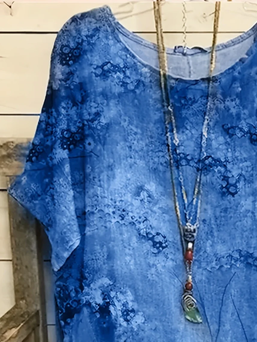 Casual Floral Crew Neck Short Sleeve T-shirt