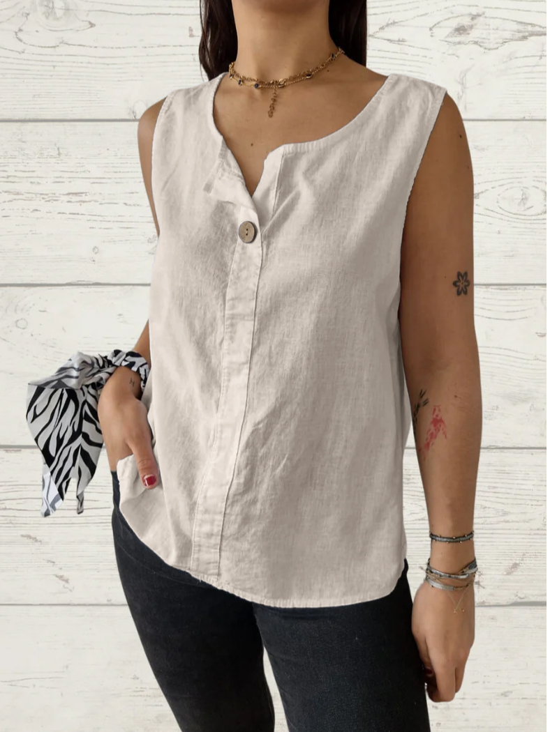 V Neck Sleeveless Plain Regular Regular Fit Shirt For Women