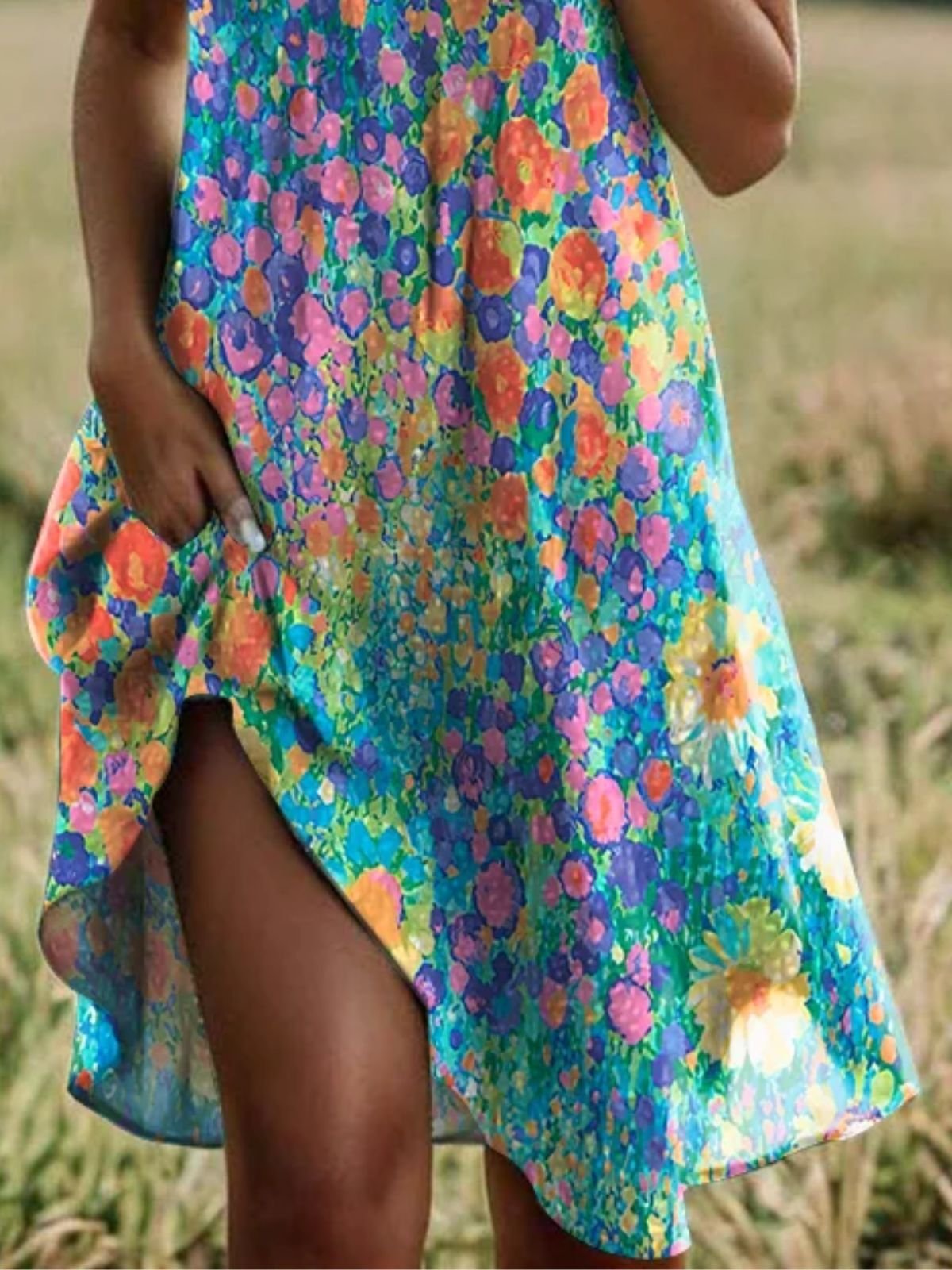 Women Floral Shirt Collar Short Sleeve Comfy Casual Midi Dress