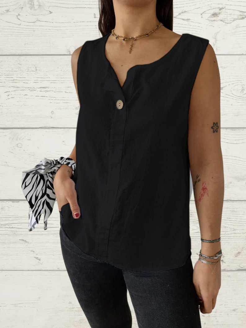 V Neck Sleeveless Plain Regular Regular Fit Shirt For Women