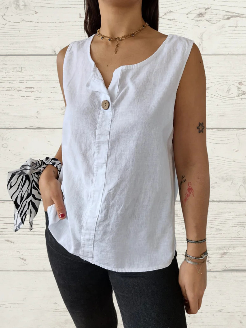 V Neck Sleeveless Plain Regular Regular Fit Shirt For Women