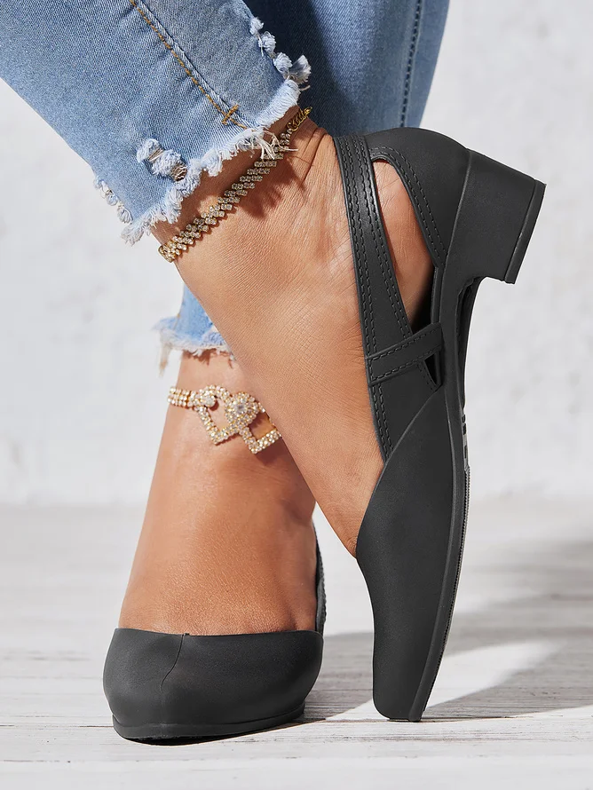 Casual Plain Slip On Block Heel Wedge Sandals