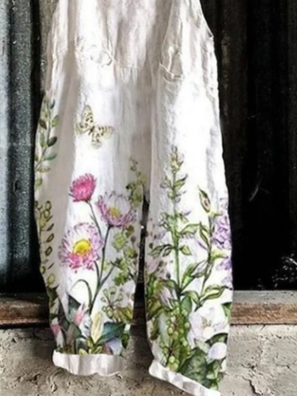 Women Sleeveless Spaghetti Regular Fit Long Daily Casual Floral Natural Cami Jumpsuit