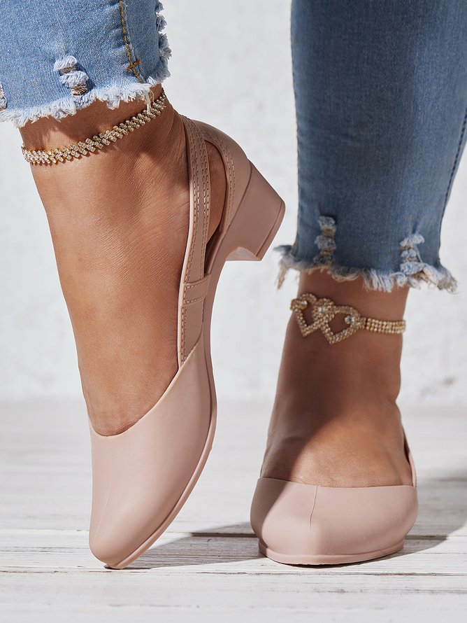 Casual Plain Slip On Block Heel Wedge Sandals