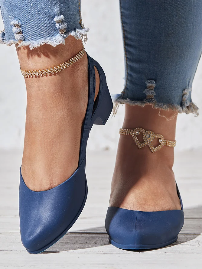 Casual Plain Slip On Block Heel Wedge Sandals