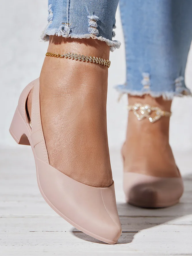 Casual Plain Slip On Block Heel Wedge Sandals