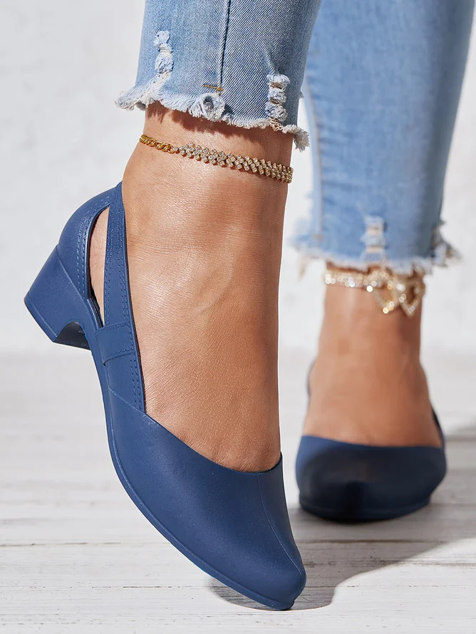 Casual Plain Slip On Block Heel Wedge Sandals