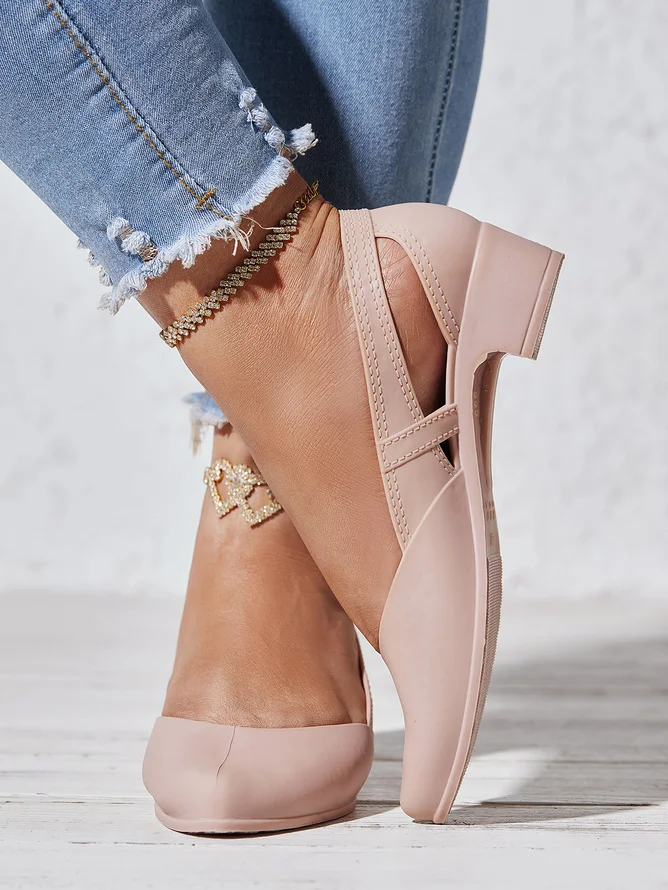 Casual Plain Slip On Block Heel Wedge Sandals