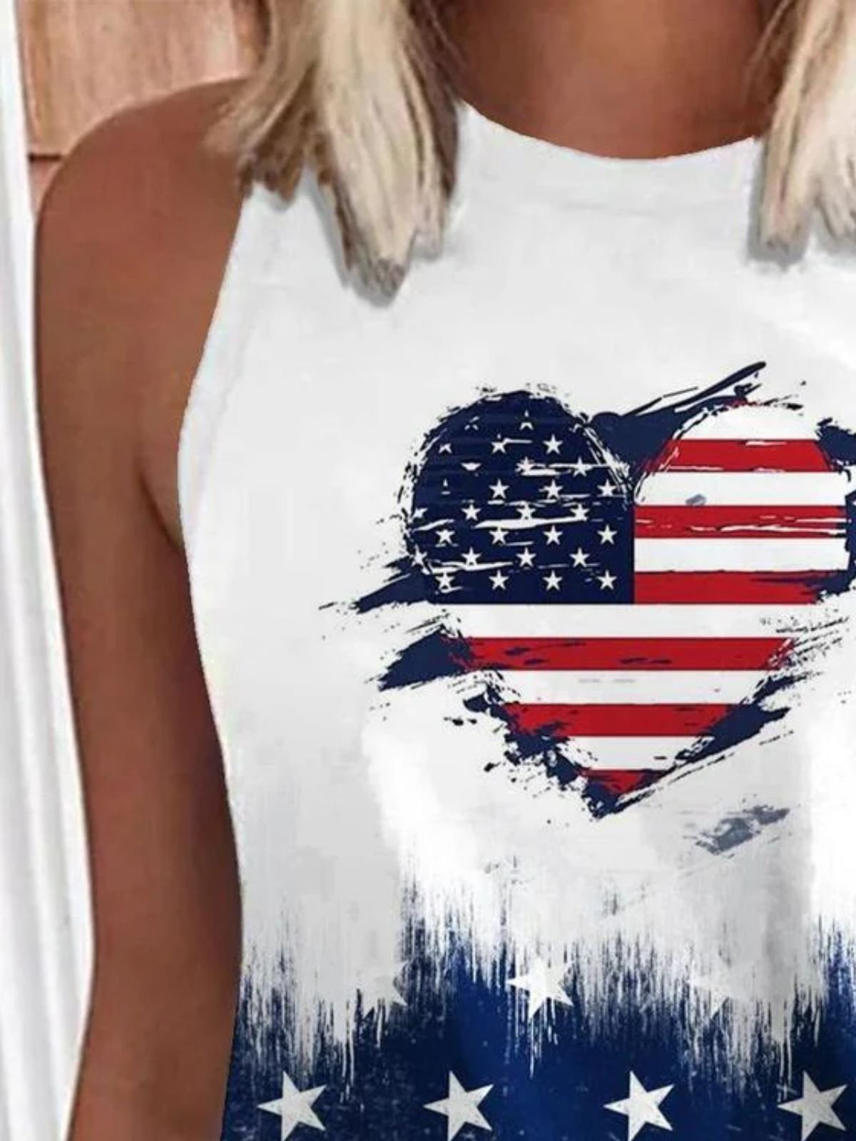 Independence Day Crew Neck Sleeveless America Flag Tank For Women